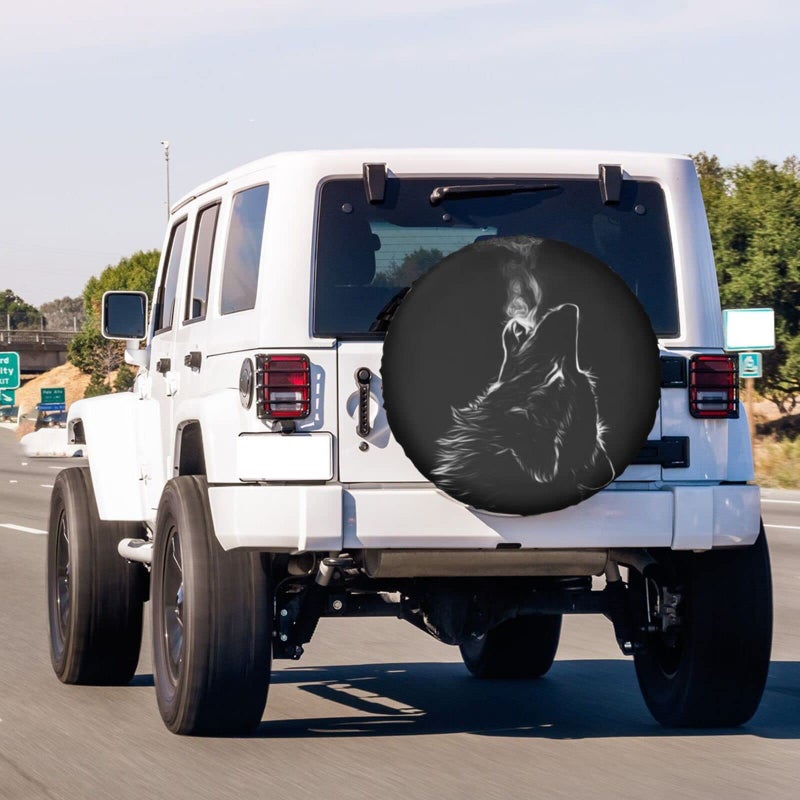 Foruidea Black 3D Wolf Spare Tire Cover Dust-Proof Wheel Tire Cover Fit Trailer, RV, SUV and Many Vehicle 17 Inch - Image 3